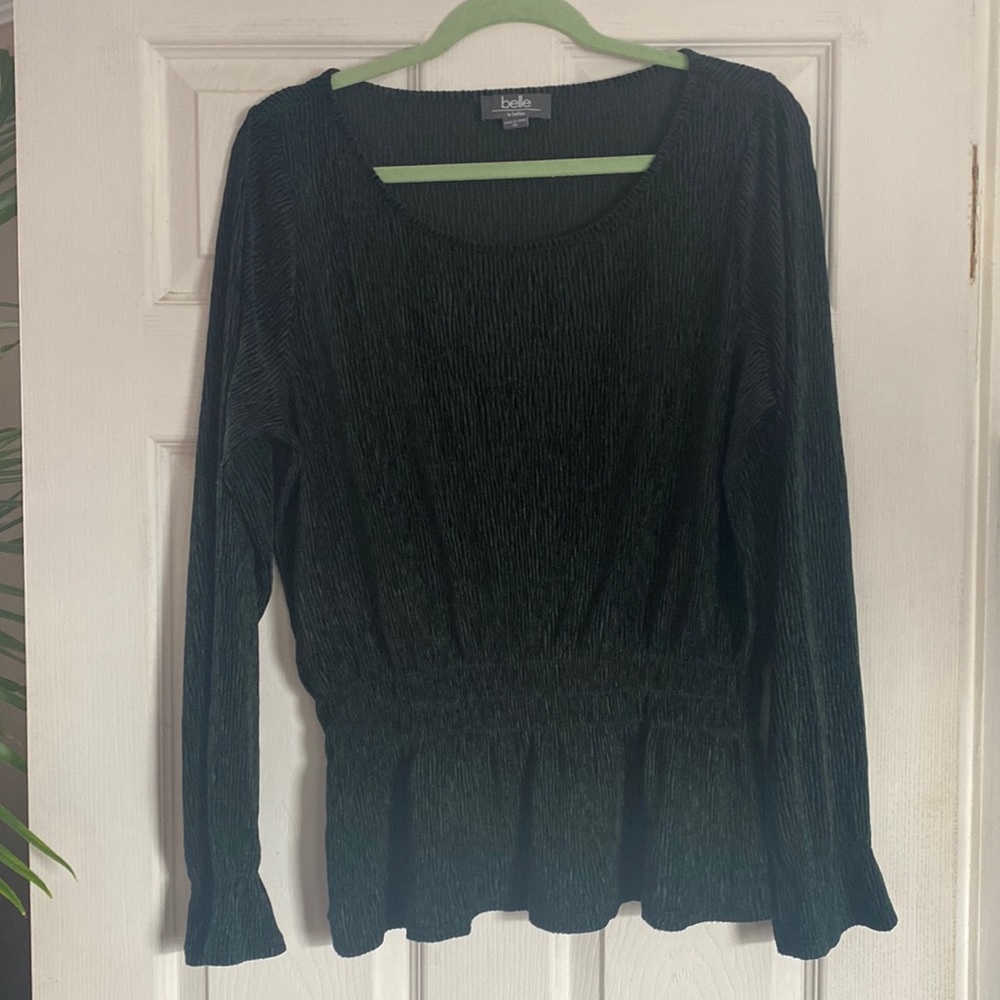 Forest green velour blouse